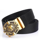 Black Wolf Head Belt | Wolf-Horde-Black Belt / golden buckle-